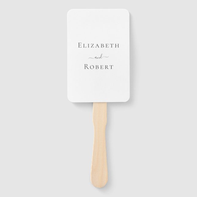 Modernes Minimalistisches Schwarz-Weiß-Hochzeitspr Fächer (Vorderseite)