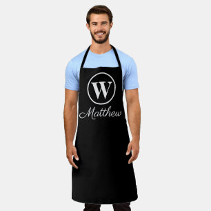 Modernes minimalistisches Schwarz-Weiß-Monogramm Schürze