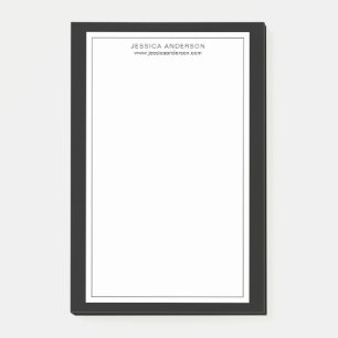 Modernes Minimalistisches Schwarz-Weiß-Personalis Post-it Klebezettel