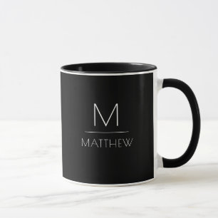 Modernes Minimalistisches Schwarz-Weiß-Personalisi Tasse