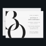 Modernes Minimalistisches Schwarz-weißes 30. Gebur Einladung<br><div class="desc">Moderne minimalistische Party Einladung 30. Geburtstag in Schwarz-Weiß,  bearbeitbare Vorlage für Ihre individuellen Event Details. Diese Meilenstein-Geburtstagsfeier ist die ideale Wahl,  wenn Sie eine Herren-30. Geburtstagseinladung,  eine elegante Geburtstagsfeier für Erwachsene,  eine Einladung zum 30-jährigen Jubiläum,  moderne,  aber elegante 30. Geburtstagskarten oder sogar als Einladung zum überraschenden 30. Geburtstagsfest suchen.</div>