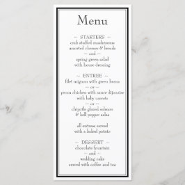 Modernes Minimalistisches Schwarz-weißes Hochzeitm Menükarte