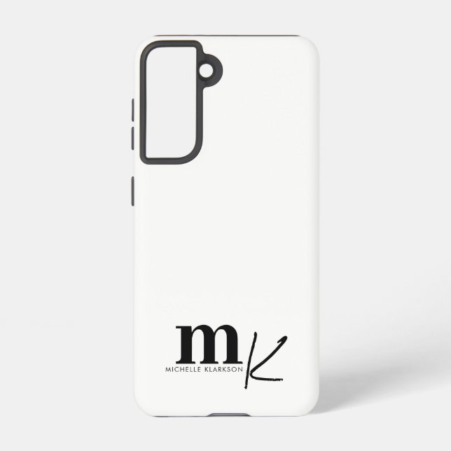Modernes Minimalistisches Schwarz-weißes Monogramm Samsung Galaxy Hülle (Rückseite)