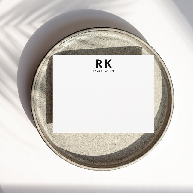 Modernes Minimalistisches Schwarz-Zwei-Monogramm Mitteilungskarte (Von Creator hochgeladen)