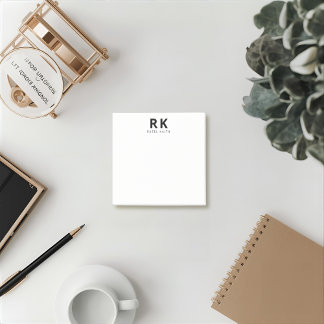 Modernes Minimalistisches Schwarz-Zwei-Monogramm Post-it Klebezettel