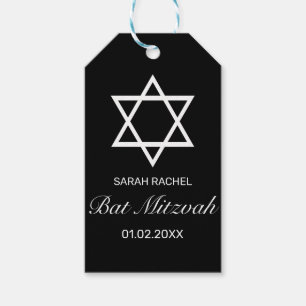 Modernes Minimalistisches Schwarzes Bar Bat Mitzva Geschenkanhänger