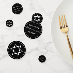 Modernes Minimalistisches Schwarzes Bar Bat Mitzva Konfetti
