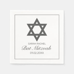 Modernes Minimalistisches Schwarzes Bar Bat Mitzva Serviette