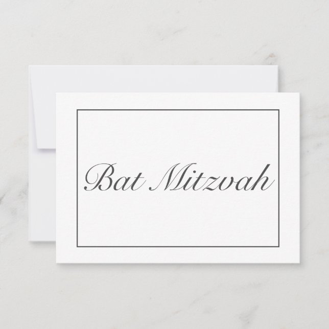 Modernes Minimalistisches Schwarzes Bat Mitzvah RSVP Karte (Vorderseite)