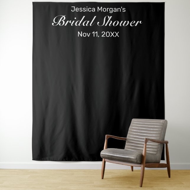 Modernes Minimalistisches Schwarzes Brautparty Fot Wandteppich (Beispiel)