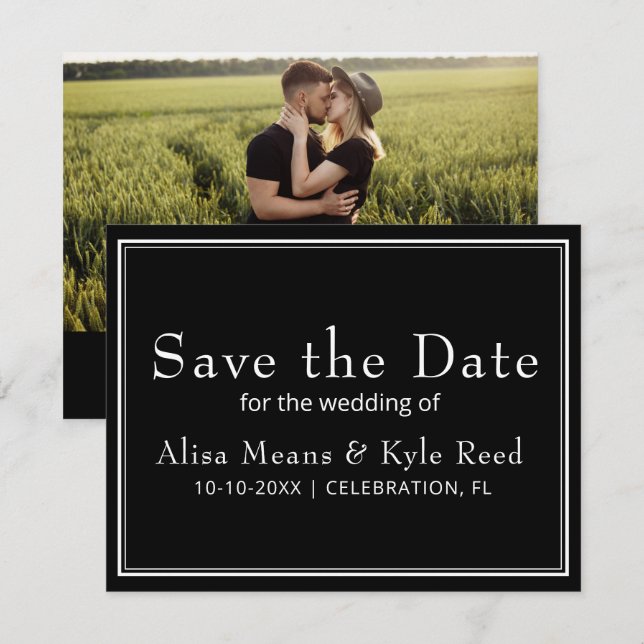 Modernes Minimalistisches Schwarzes Foto Save the  (Vorne/Hinten)