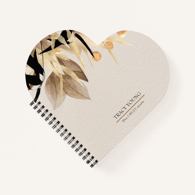 Modernes, Minimalistisches Schwarzes Gold Notizbuch (Vorderseite)