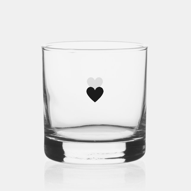 Modernes Minimalistisches Schwarzes Herz Whiskyglas (Vorderseite)