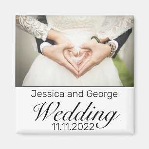 Modernes Minimalistisches Schwarzes Hochzeitssembl Magnet