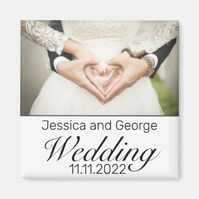 Modernes Minimalistisches Schwarzes Hochzeitssembl Magnet (Vorne)