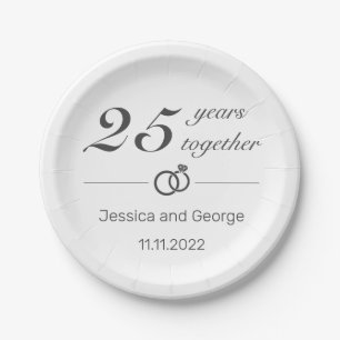 Modernes Minimalistisches Schwarzes Hochzeitstag Pappteller