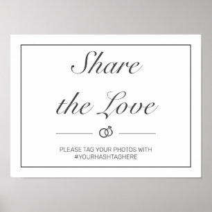 Modernes, Minimalistisches Schwarzes Hochzeitszeic Poster