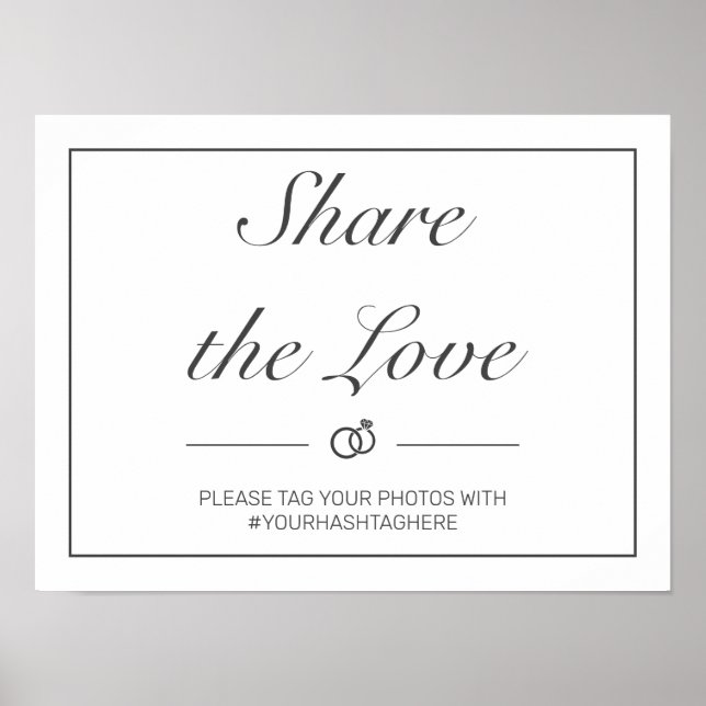 Modernes, Minimalistisches Schwarzes Hochzeitszeic Poster (Vorne)