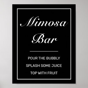 Modernes Minimalistisches Schwarzes Mimosa Bar Wed Poster