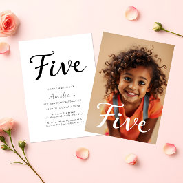 Modernes Minimalistisches Schwarzes Script 5. Gebu Einladung