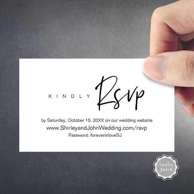 Modernes Minimalistisches, Schwarzes Script, Onlin Begleitkarte (Modern Minimalist, Black Script, Online RSVP Wedding Invitation Enclosure Card)