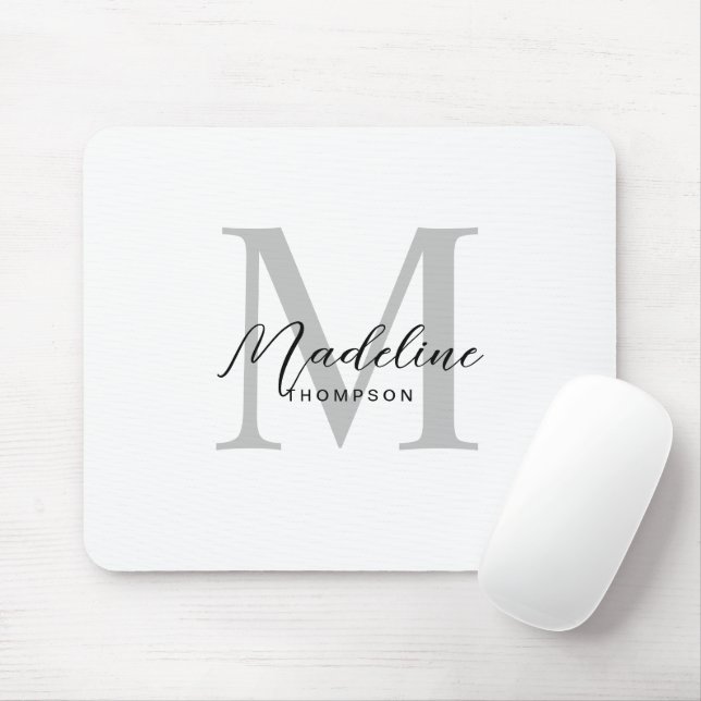 Modernes Minimalistisches Schwarzes Script, Weiß G Mousepad (Mit Mouse)