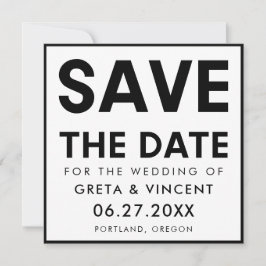 Modernes, minimalistisches Schwarzweiß-Quadrat Save The Date