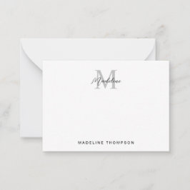 Modernes Minimalistisches Script Black Gray Monogr Mitteilungskarte