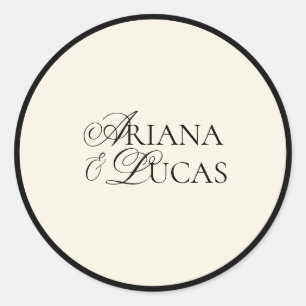 Modernes Minimalistisches Script Black & White Wed Runder Aufkleber