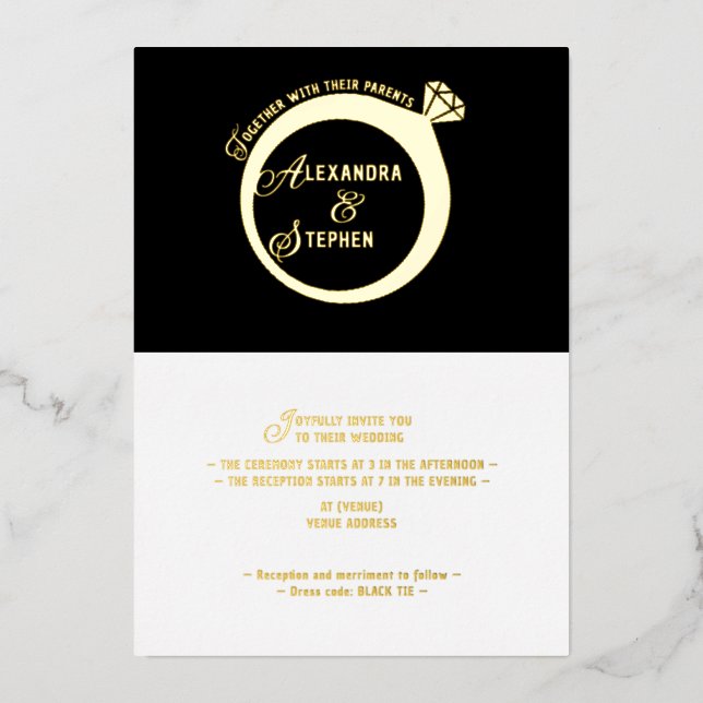 Modernes Minimalistisches Script Diamond Wedding R Folieneinladung (Vorderseite)
