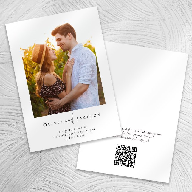 Modernes Minimalistisches Script Foto QR Code Hoch Einladung (Von Creator hochgeladen)
