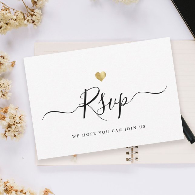 Modernes Minimalistisches Script Gold Wedding RSVP (Von Creator hochgeladen)
