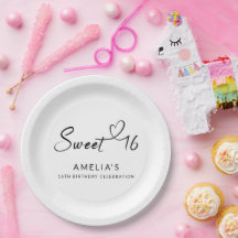 Modernes Minimalistisches Script Heart Sweet 16