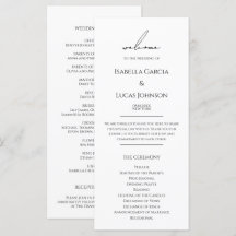 Modernes Minimalistisches Script-Hochzeitsprogramm
