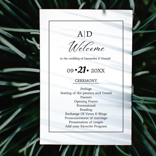 Modernes Minimalistisches Script-Hochzeitsprogramm Einladung (Von Creator hochgeladen)