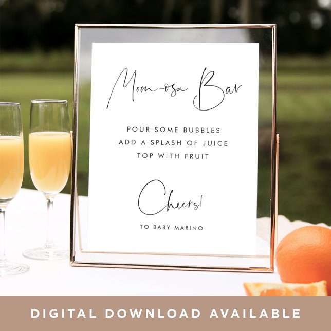 Modernes Minimalistisches Script Mama-osa-Bar-Zeic Poster (Von Creator hochgeladen)