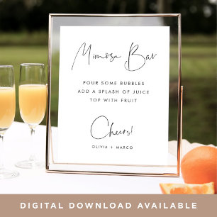 Modernes Minimalistisches Script Mimosa Bar Sign Poster