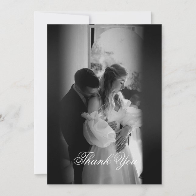 Modernes Minimalistisches Script Monogram Dankeskarte (Vorderseite)