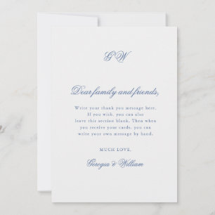 Modernes Minimalistisches Script Monogram Dankeskarte