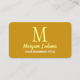 Modernes Minimalistisches Script Monogram Mustard Visitenkarte