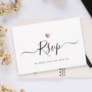Modernes Minimalistisches Script Rose Gold Wedding RSVP Karte