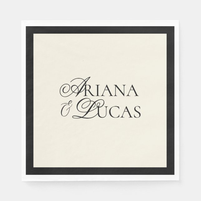 Modernes Minimalistisches Script Schwarz und Weiß  Serviette (Vorderseite)