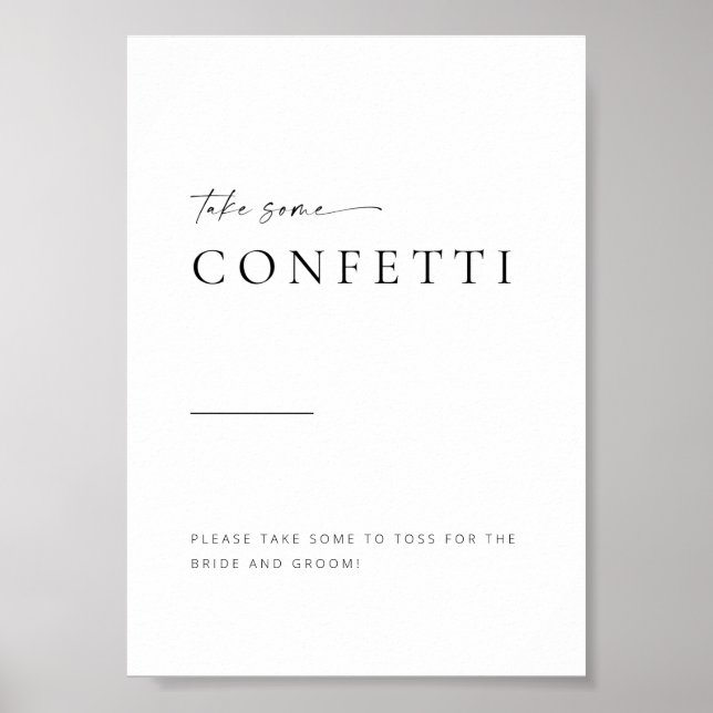 Modernes Minimalistisches Script Wedding Confetti  Poster (Vorne)