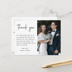 Modernes Minimalistisches Script Wedding Foto Viel Postkarte