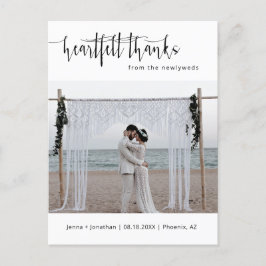 Modernes Minimalistisches Script Wedding Foto Viel Postkarte
