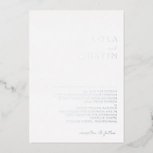 Modernes Minimalistisches Silver Traditional Weddi Folieneinladung