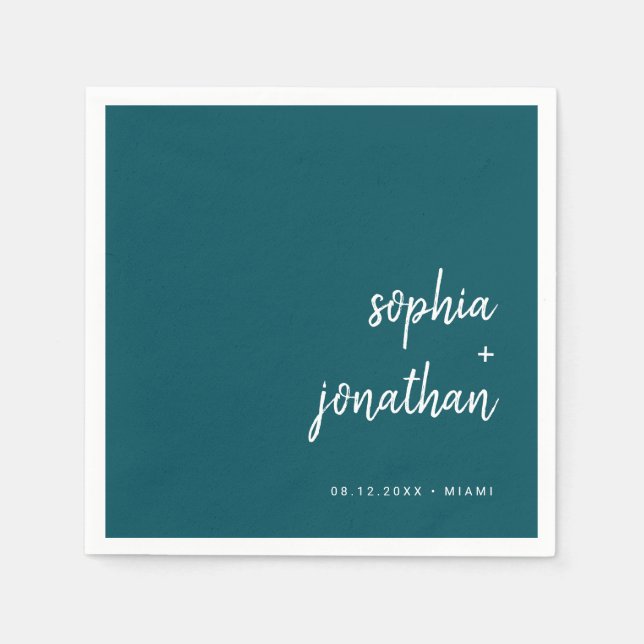 Modernes Minimalistisches Skript | Aquamarine Hoch Serviette (Vorderseite)