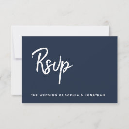 Modernes Minimalistisches Skript | Blue Wedding RSVP Karte