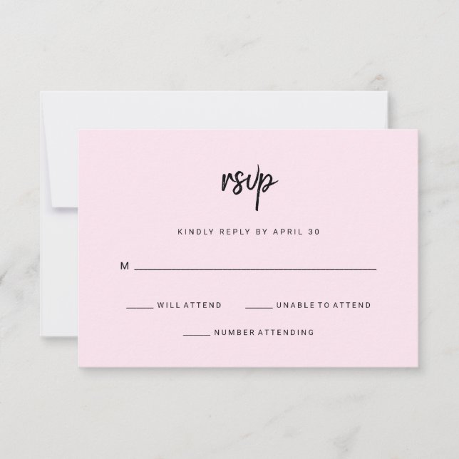 Modernes Minimalistisches Skript | Blush Wedding RSVP Karte (Vorderseite)