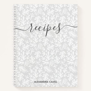Modernes Minimalistisches Skript Botanisches Rezep Notizbuch
